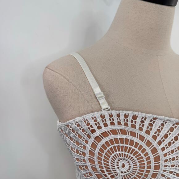 Jonathan Simkhai Jamie Dress White Fossil Guipure Lace Wedding Party LWD Size 12 - Picture 5 of 16